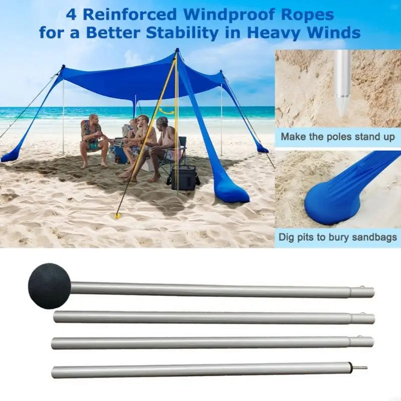 2Pcs Beach Tent Poles Replacement Folding Light Weight Canopy Poles Adjustable Length Outdoor Awning Support Poles 24BD