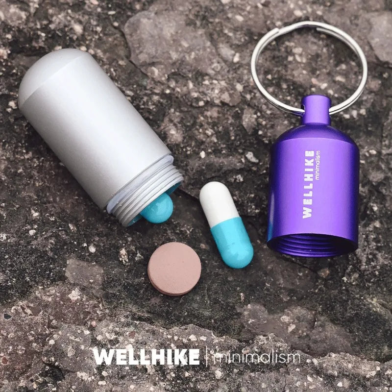 Waterproof Aluminum Pill Case Keychain Portable Sealed Medicine Container for Vitamins Fish Oil Outdoor Camping EDC Gear