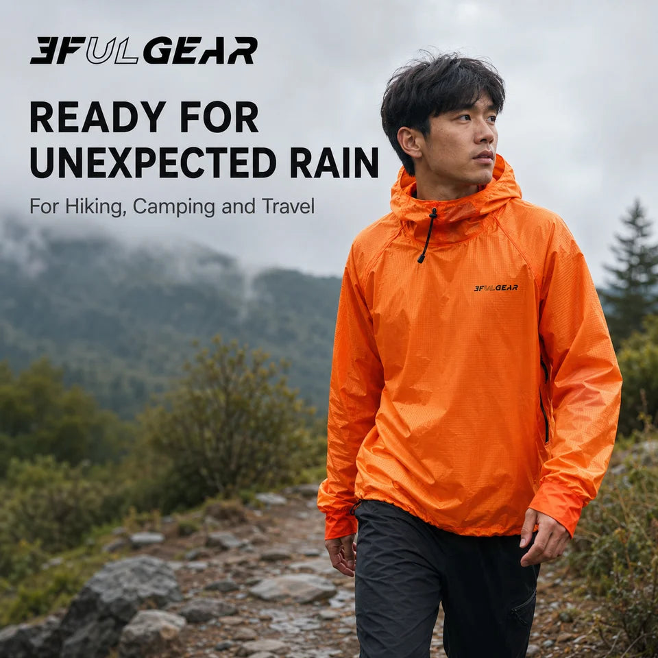 3F UL GEAR Ultralight Hooded Rain Jacket Top 15D Nylon 20D Dyneema-Blend Outdoor Waterproof Pullover Raincoat for Hiking Camping