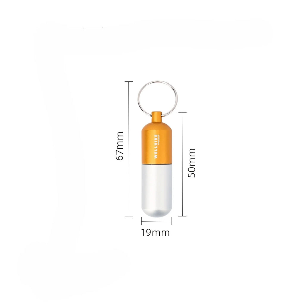 Waterproof Aluminum Pill Case Keychain Portable Sealed Medicine Container for Vitamins Fish Oil Outdoor Camping EDC Gear